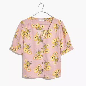Madewell Plaza Button-Front Linen Shirt in Dutch Dandelions